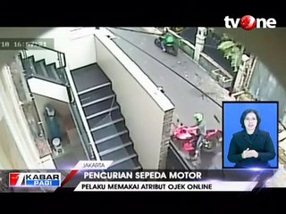 Detik-detik Pencuri Pakai Atribut Ojol Gasak Motor Sport