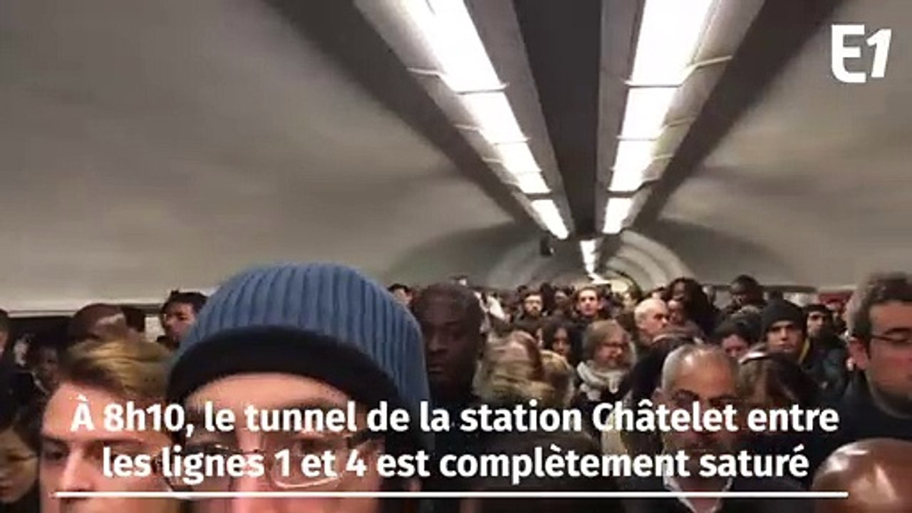 À Paris, la station de métro Châtelet saturée à cause de la grève de la  RATP - Vidéo Dailymotion