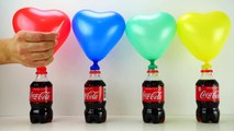 4 Bottles balloons with Colored Water - Learn Colors with Coca cola Bottles Surprise Pj Masks toys