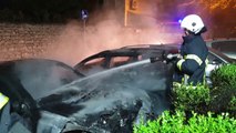 Ora News - Kamerat fiksuan dy autorët që dogjën makinën e gjyqtarit në Shkodër, ishin me skafander