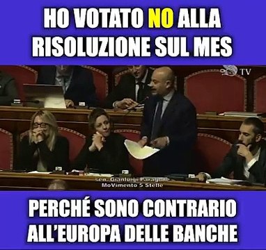 Gianluigi Paragone: Ho votato no alla risoluzione sul MES perché sono contrario all'Europa delle banche