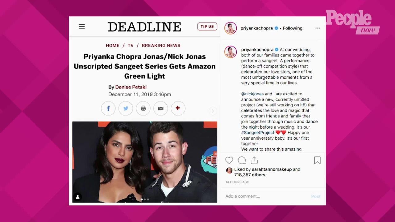 Priyanka Chopra Jonas and Nick Jonas to Produce New Series Inspired by Their Pre-Wedding Sangeet