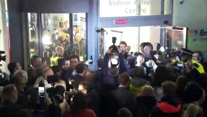 Boris Johnson arrives for Uxbridge results