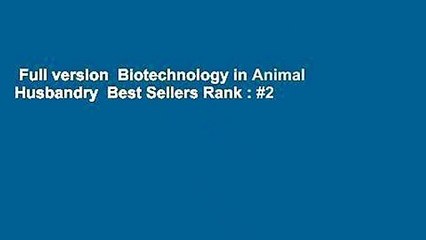 Full version  Biotechnology in Animal Husbandry  Best Sellers Rank : #2