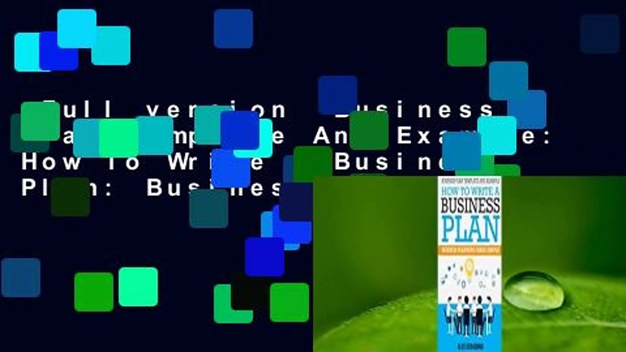 Full version  Business Plan Template And Example: How To Write A Business Plan: Business Planning