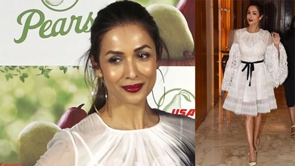Malaika Arora looks stunning in all white at launching of USA pear | FilmiBeat