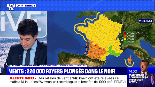 Vents: 220 000 foyers plongés dans le noir - 13/12