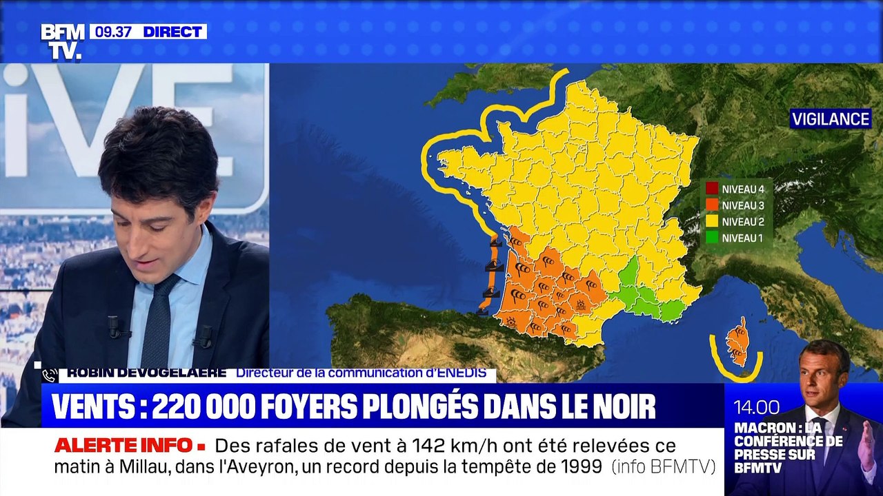 Vents: 220 000 foyers plongés dans le noir - 13/12