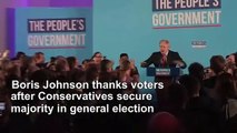 Boris Johnson 'humbled' after majority win