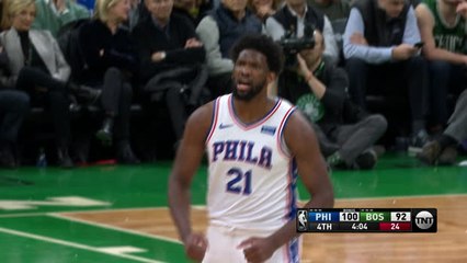 Download Video: Embiid hauls 76ers past Celtics