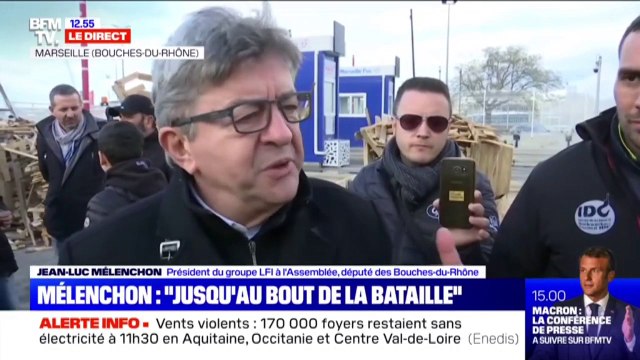 Jean-Luc Mélenchon auprès des dockers marseillais: Ils savent ce qu'ils veulent, ils sont déterminés à aller jusqu'au bout de la bataille