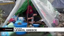 Heavy rain and cold weather hits migrants on Greek island of Lesbos
