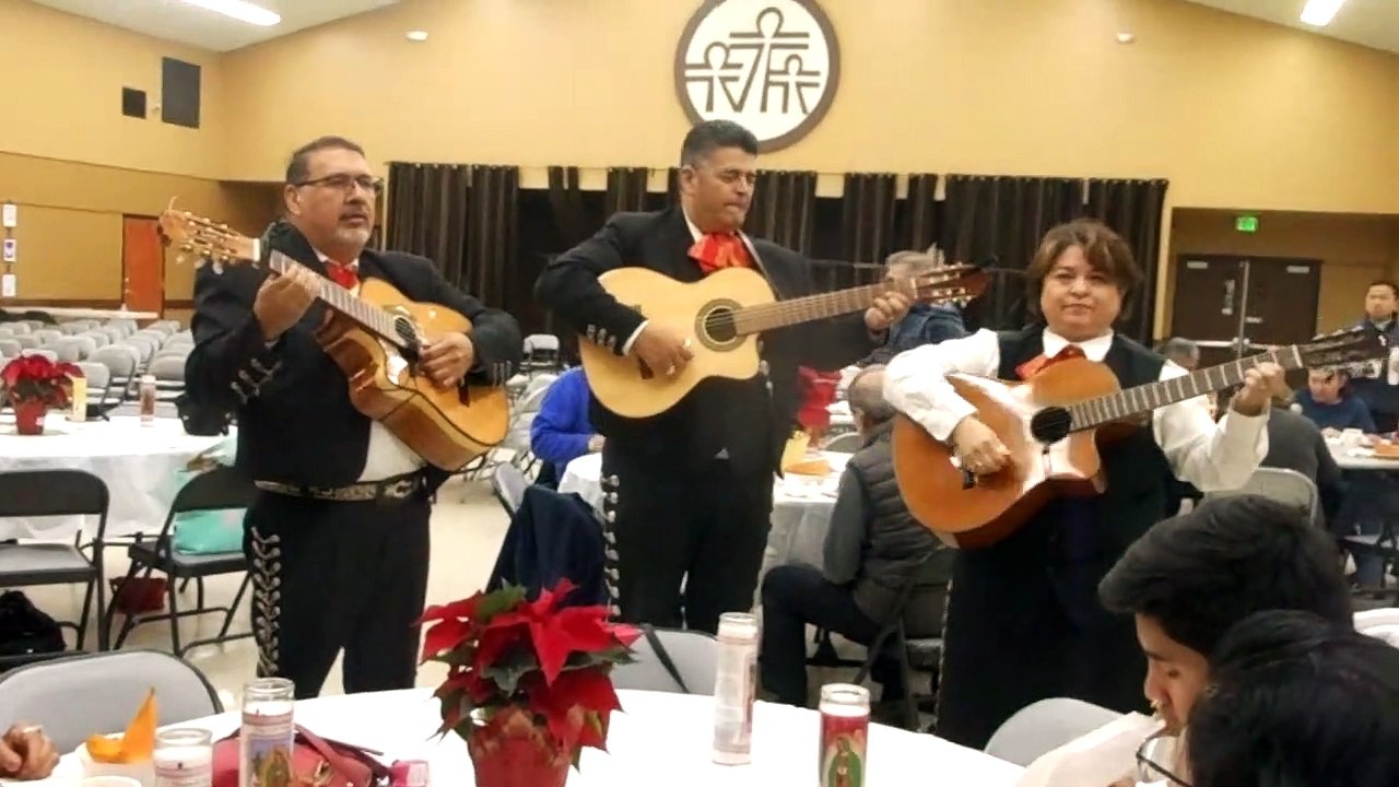 2043 Mariachi group, DEcember 12, 2019 at Our Lady of Guadalupe reception at Holy Family Parish in San Jose