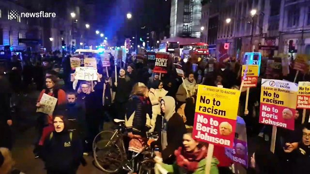 Tense scenes following UK election result as anti-Tory protesters clash with police