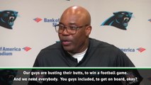 Carolina Panthers coach's impassioned plea to fans