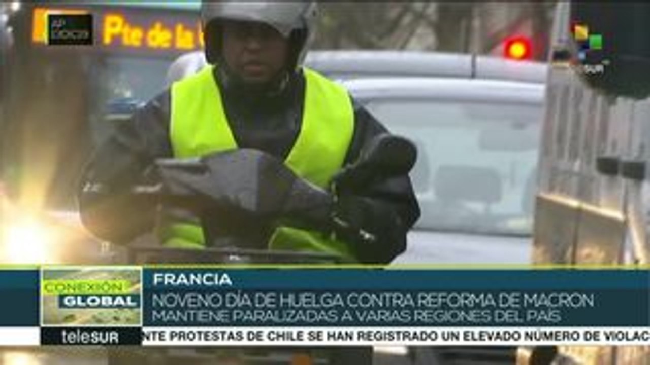 Francia: noveno día de huelga contra reforma a las pensiones de Macron