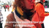 Des omnivores fan de foie gras goûtent au faux-gras : le foie gras dans le cadre d'une action L214