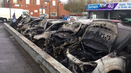 Aftermath of the fire to seven cars at a Hetton show room