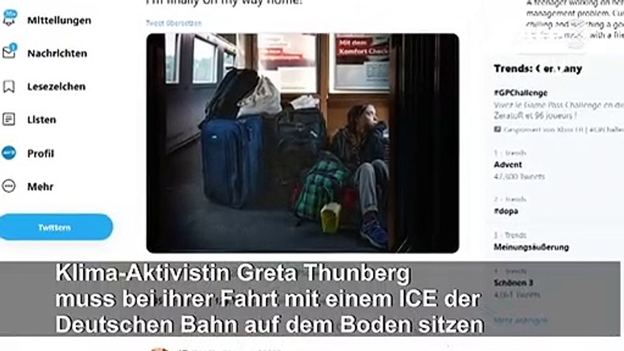 Greta Thunberg twittert Foto aus überfülltem ICE
