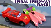 Hot Wheels Race Off Spiral Challenge Funlings Race with Disney Pixar Cars 3 Lightning McQueen vs Frozen Elsa and PJ Masks Full Episode English