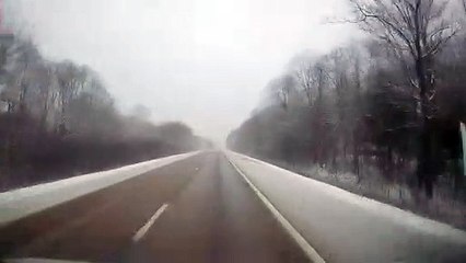 Black Ice Sends Truck Spinning