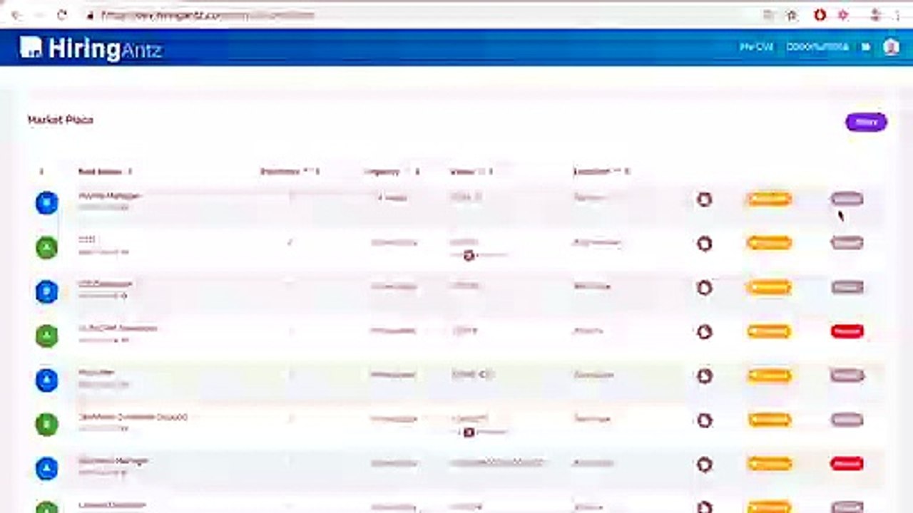 What is request button in Hiring Antz