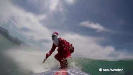 Even Santa needs to escape the cold weather from time to time