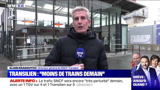 Selon le directeur général de SNCF Transilien, 80% des trains ne circuleront pas en Île-de-France mardi