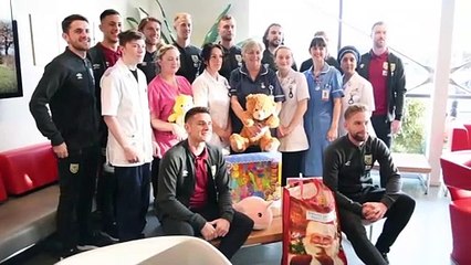 Burnley players visit Burnley General Hospital at Christmas