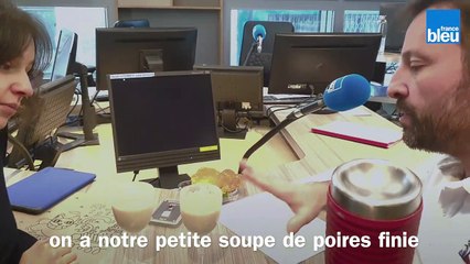 On finalise la recette de la soupe de poires aux agrumes et sa chantilly choco-noisettes