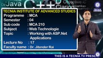 MCA || Dr JITENDER RAI || Working with ASP.Net  Applications || TIAS || TECNIA TV