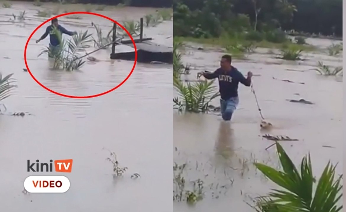 Video selamatkan anjing masih terikat pada kandang