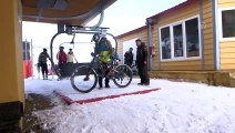 Palandöken'de kar üstünde bisiklet heyecanı - ERZURUM