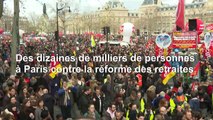 Retraites: Manifestation à l'appel de l'ensemble des syndicats à Paris