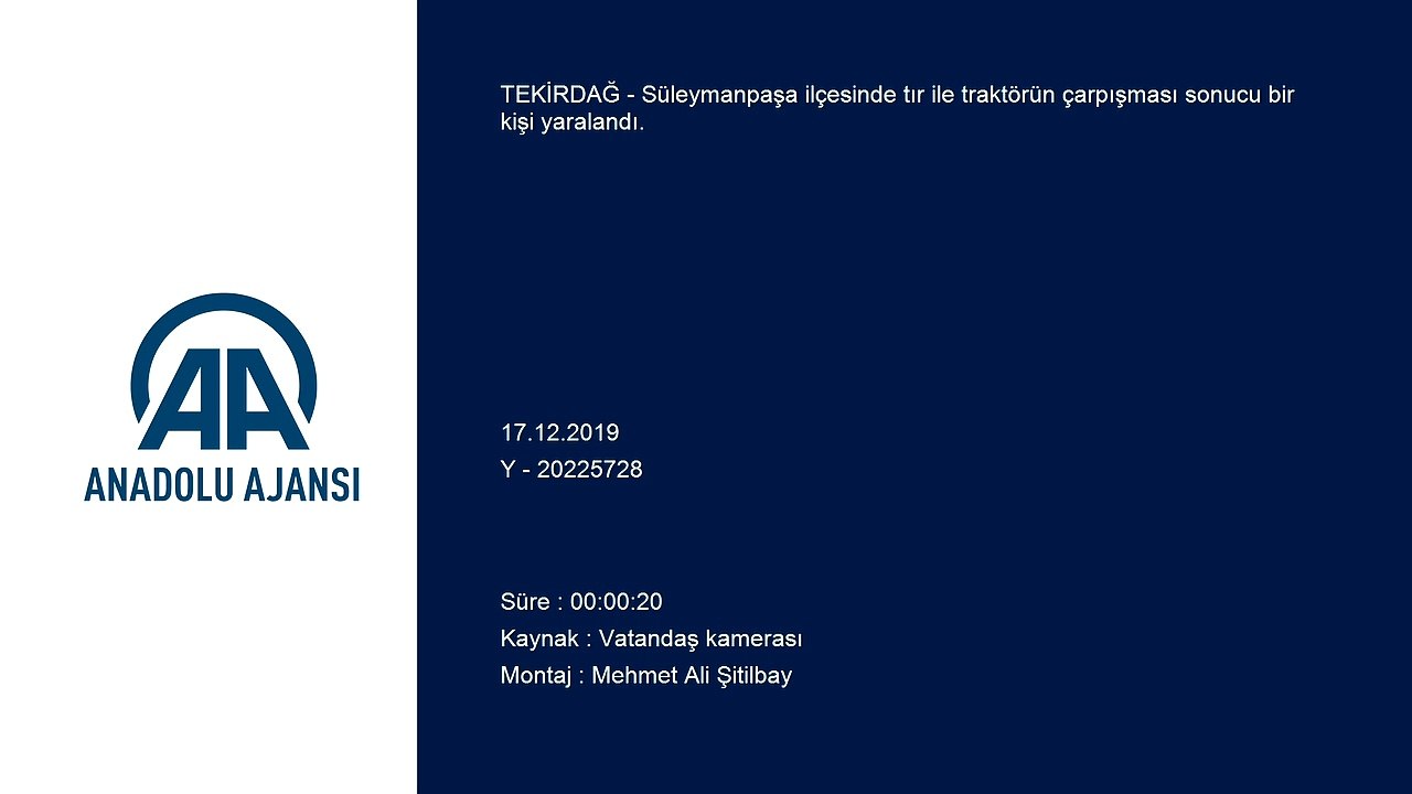 Tır ile traktör çarpıştı: 1 yaralı - TEKİRDAĞ