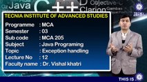 MCA || Dr. Vishal Khatri || Exception handling || TIAS || TECNIA TV