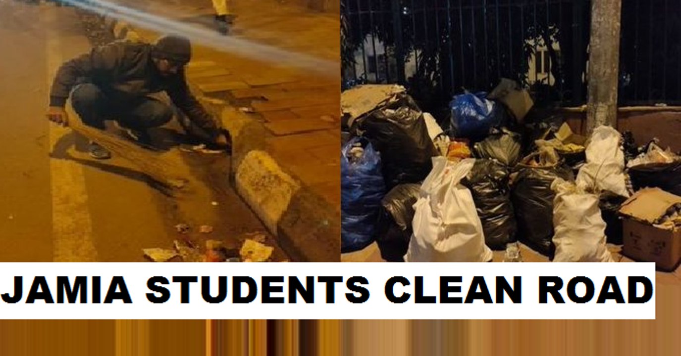 Jamia students clean protest site after clash w...