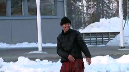 Snowboarder Turns Roof into Rail