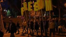 Manifestantes de Tsunami Democràtic cortan la Diagonal de Barcelona antes del Clásico