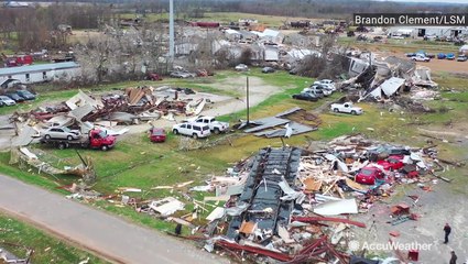 Tornado leaves behind a 62-mile path of destruction