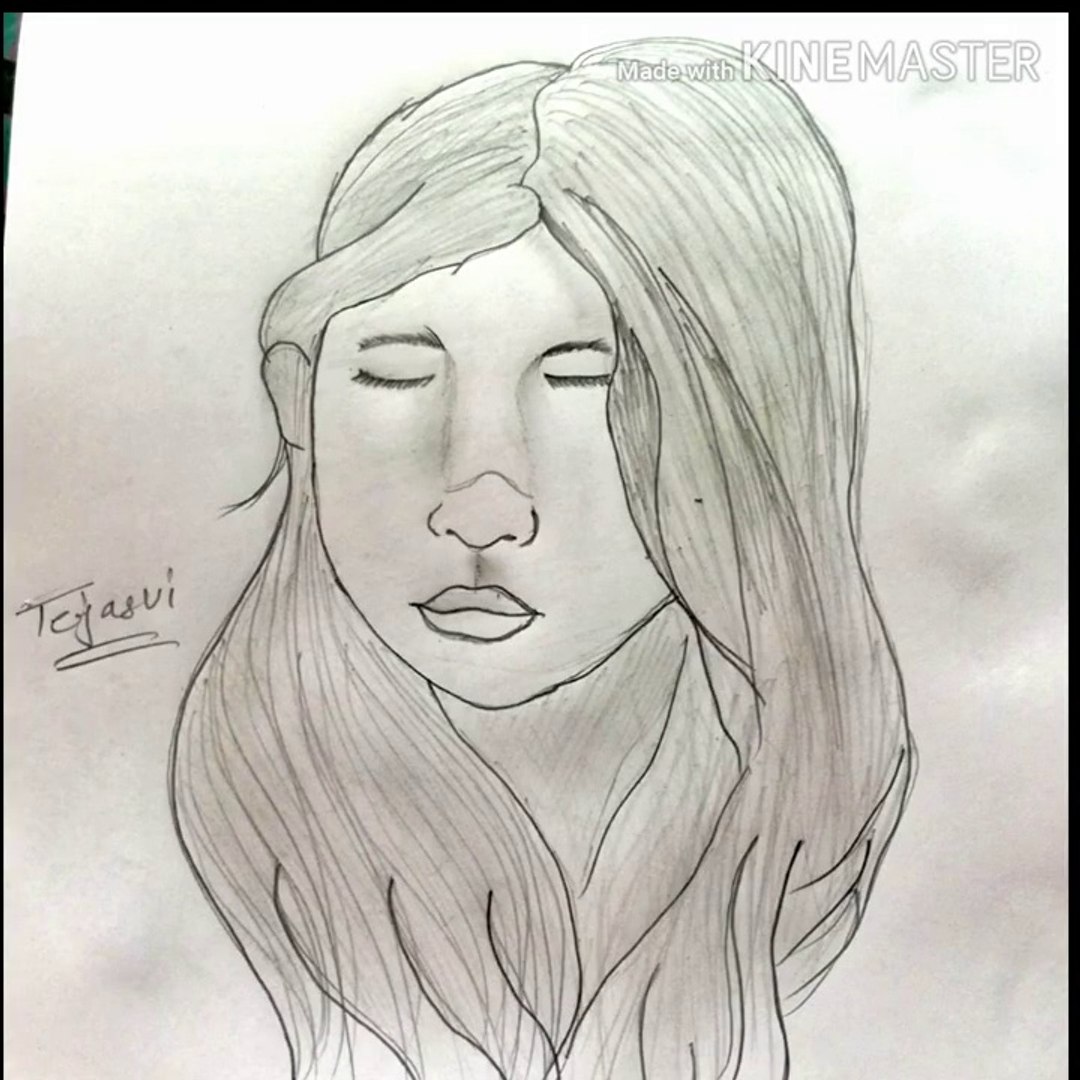 How To Easy Draw A Pencil Sketch Of Beautiful Girl Face - video ...