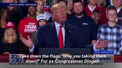 Скачать видео: Trump Attacks Democratic Rep. Debbie Dingell, Suggests Her Late Husband Is 'Looking Up' From Hell