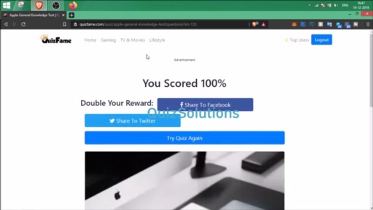 Quizfame Apple General Knowledge Answers Score 100% Video QuizSolutions