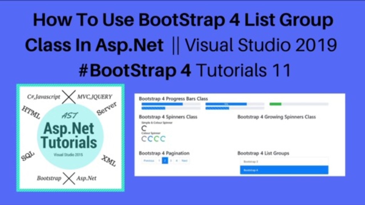 How to use bootstrap 4 list group class in asp.net || visual studio 2019 #bootstrap 4 tutorials 11