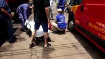 Duas pessoas se ferem em batida entre moto e caminhão na Avenida Assunção