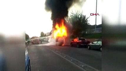 Servis otobüsü çıra gibi yandı
