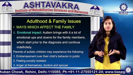 D.ED. SE  (ASD) || Ms. Tamalika Chakraborty ||  Impact of ASD On Family Marriage || AIRSR || TIAS || TECNIA TV