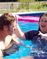 Funniest Baby First Time Go Swimming With Daddy