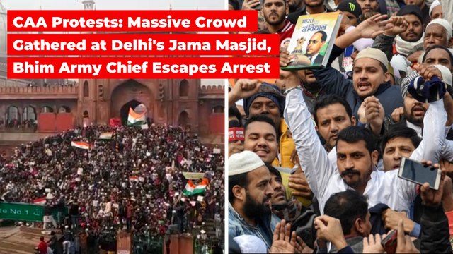 CAA Protests: Massive Crowd Gathered at Delhi's Jama Masjid, Bhim Army Chief Escapes Arrest