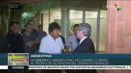 Argentina: gobierno no dará curso a orden para detener a Evo Morales